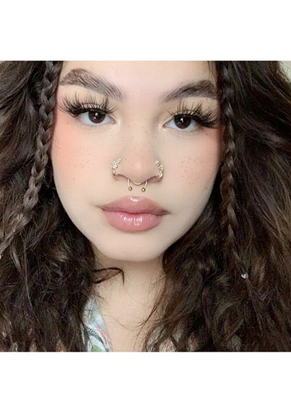 Gold Renk 316 L Paslanmaz Çelik Fake Piercing Sıkıştırmalı Labret Piercing Delik Gerektirmez