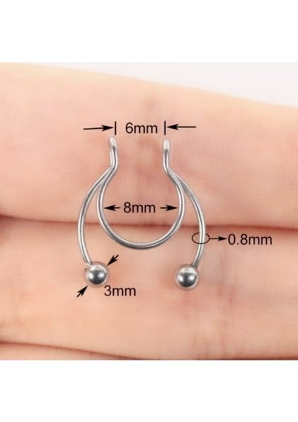 Gold Renk 316 L Paslanmaz Çelik Fake Piercing Sıkıştırmalı Labret Piercing Delik Gerektirmez indirimleri