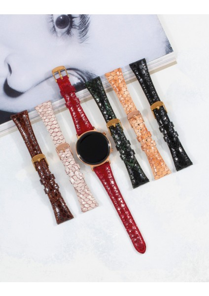 Huawei Watch Kadın Deri Kordon Huawei Watch 4 Gt Gt 2 Gt 3 Pro 43MM Fashion Seramik Elegant 42MM 20MM Hakiki Deri Kayış Yeşil