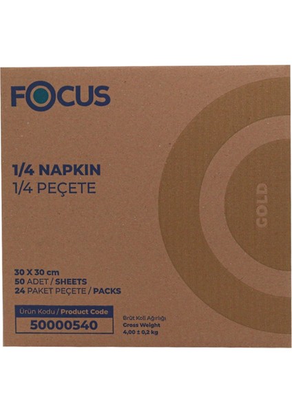 Gold Kağıt Peçete 50'li 24 Adet 2 Katlı 30X30 cm