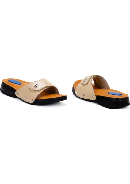 Kadın Deri Topuk Dikeni ve Kemik Çıkıntısı Anatomik Günlük Terlik modelleri