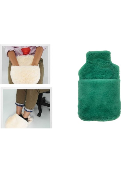 Sıcak Su Torbası Cepli Yeşil Peluş Termofor 32,5X17,5CM 1500 ml