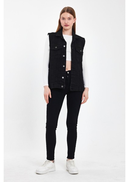 Jeans Kadın Mevsimlik Rahat Pamuklu Siyah Kot Yelek modelleri