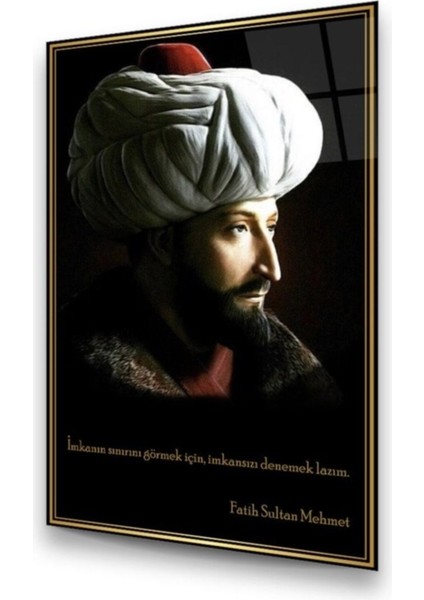 Cam Tablo, Dekoratif Baskı Fatih Sultan Mehmet Dikey Cam Tablo