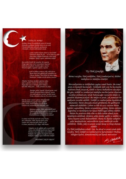 Cam Tablo, Dekoratif Baskı Istiklal Marşı ve Gençliğe Hitabe Ikili Cam Tablo