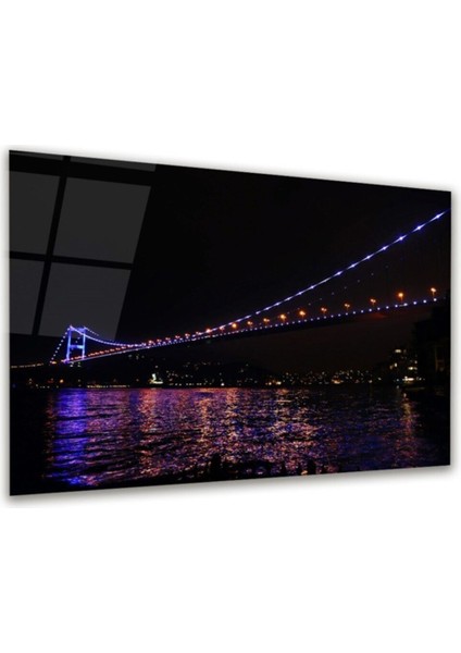 Cam Tablo, Dekoratif Baskı Istanbul Boğaz Köprüsü Yatay Cam Tablo