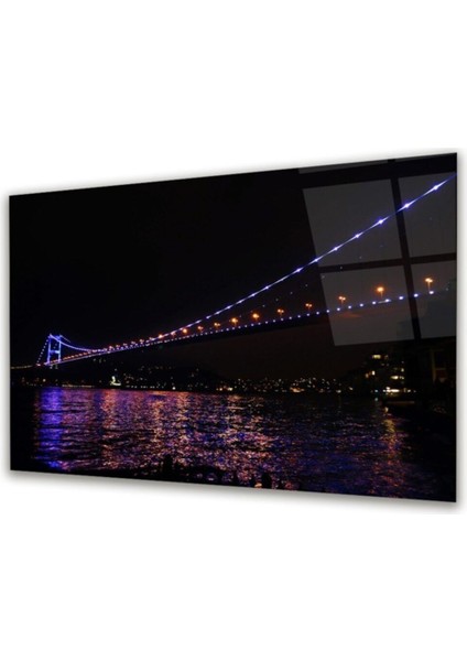 Cam Tablo, Dekoratif Baskı Istanbul Boğaz Köprüsü Yatay Cam Tablo