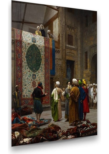 Cam Tablo, Dekoratif Baskı Osman Hamdi Bey Halı Tüccarı Eseri Dikey Cam Tablo