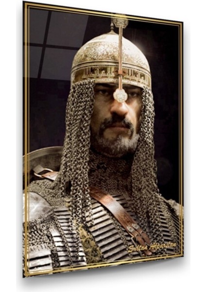 Cam Tablo, Dekoratif Baskı Sultan Alparslan Dikey Cam Tablo