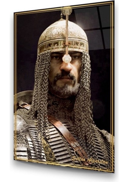 Cam Tablo, Dekoratif Baskı Sultan Alparslan Dikey Cam Tablo