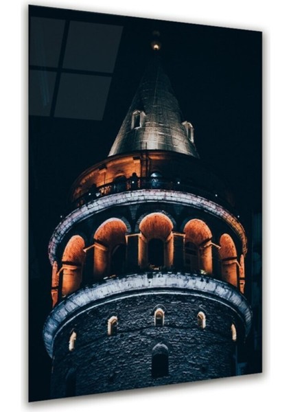 Cam Tablo, Dekoratif Baskı Galata Kulesi Dikey Cam Tablo