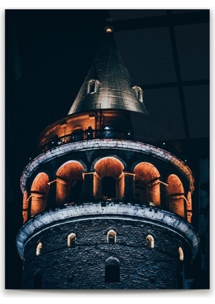 Cam Tablo, Dekoratif Baskı Galata Kulesi Dikey Cam Tablo