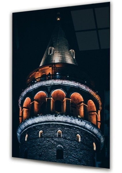 Cam Tablo, Dekoratif Baskı Galata Kulesi Dikey Cam Tablo
