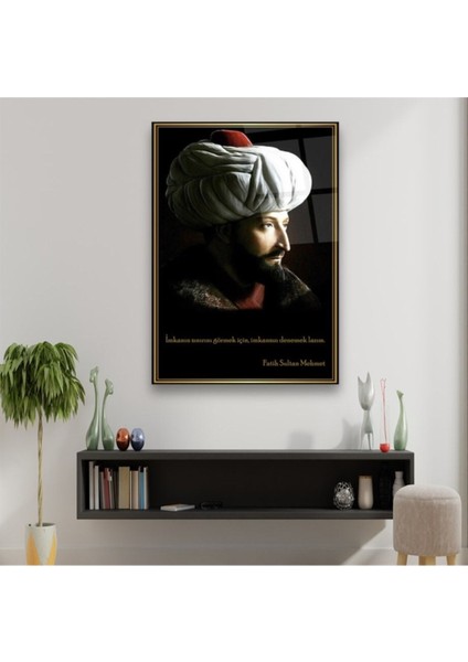 Cam Tablo, Dekoratif Baskı Fatih Sultan Mehmet Dikey Cam Tablo