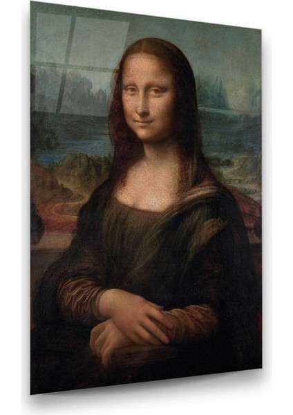 Cam Tablo, Dekoratif Baskı Mona Lisa Dikey Cam Tablo