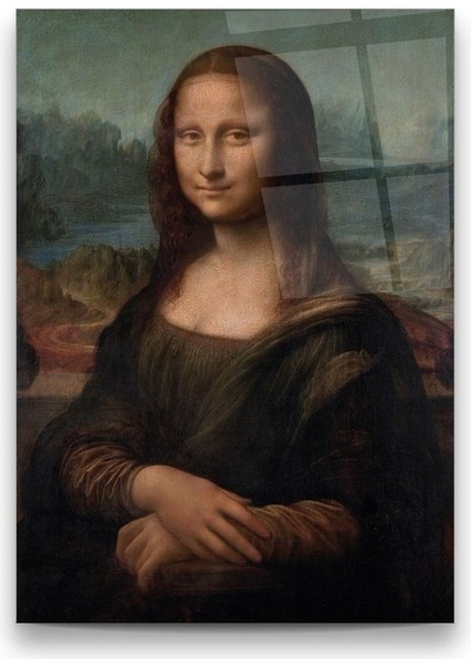 Cam Tablo, Dekoratif Baskı Mona Lisa Dikey Cam Tablo