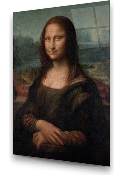 Cam Tablo, Dekoratif Baskı Mona Lisa Dikey Cam Tablo