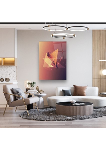 Cam Tablo, Dekoratif Baskı Geometrik Şekiller Dikey Cam Tablo