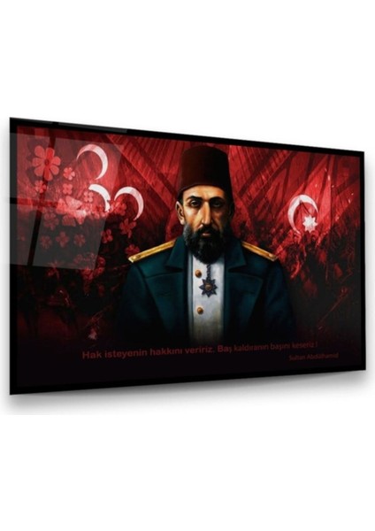 Cam Tablo, Dekoratif Baskı Sultan Abdülhamid Yatay Cam Tablo