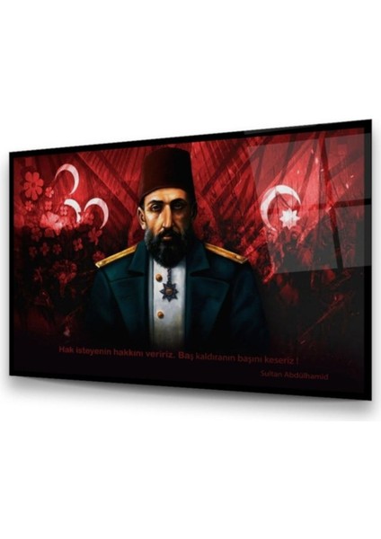 Cam Tablo, Dekoratif Baskı Sultan Abdülhamid Yatay Cam Tablo modelleri