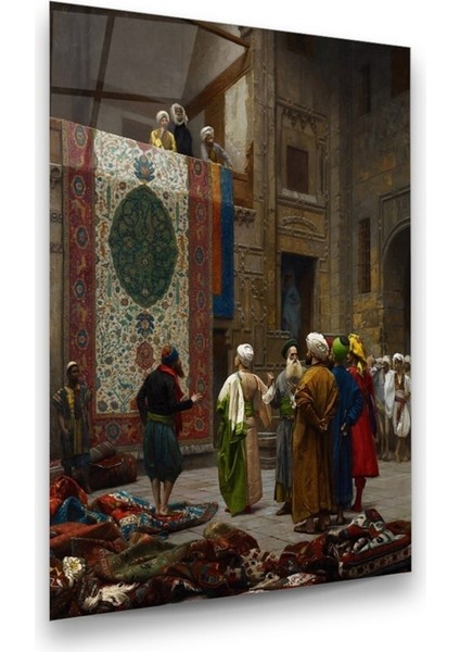 Cam Tablo, Dekoratif Baskı Osman Hamdi Bey Halı Tüccarı Eseri Dikey Cam Tablo