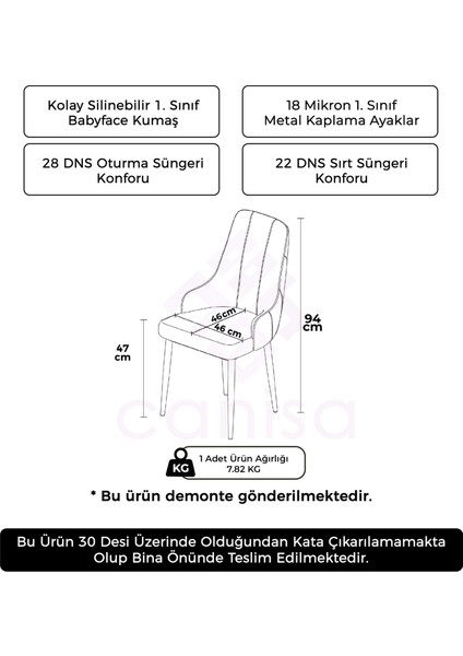 Newa Serisi 4 Adet Sandalye 1.sınıf Babyface Kumaş Krom Kaplama Metal Ayaklı