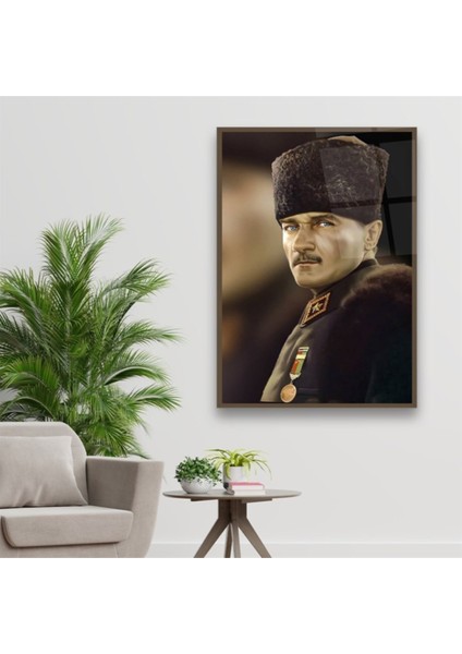 Cam Tablo, Dekoratif Baskı Atatürk Dikey Cam Tablo