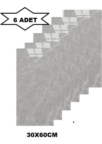 6 Adet 60X30CM Açık Kahverengi Desenli Yapışkanlı Esnek Karavan Banyo Duvar Kaplama Paneli Shiny-2