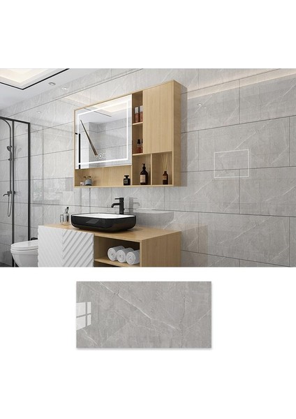 6 Adet 60X30CM Açık Kahverengi Desenli Yapışkanlı Esnek Karavan Banyo Duvar Kaplama Paneli Shiny-2
