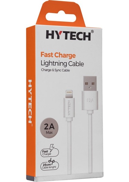 HYTECH HY-X96 0.25M 2A IPHONE LIGHTNING BEYAZ ŞARJ KABLOSU