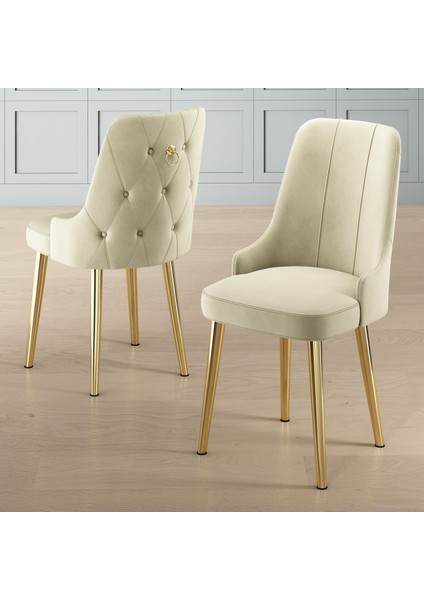 Newa Serisi 4 Adet Sandalye 1.sınıf Babyface Kumaş Gold Kaplama Metal Ayaklı fiyatları