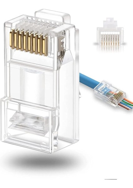 RJ45 Konnektör Network Cat5 Cat6 Jak Ethernet Uç 10 Adet