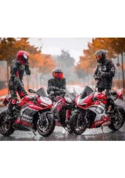 Üç Motorcu Kasnaklı Sayılarla Boyama Seti