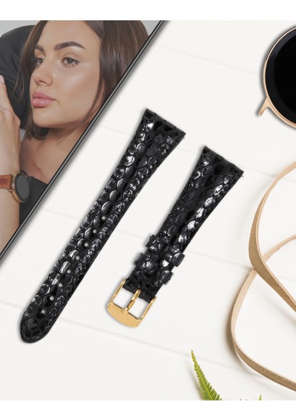 Huawei Watch Kadın Deri Kordon Huawei Watch 4 Gt Gt 2 Gt 3 Pro 43MM Seramik Elegant Fashion 42MM 20MM Hakiki Deri Kayış Siyah