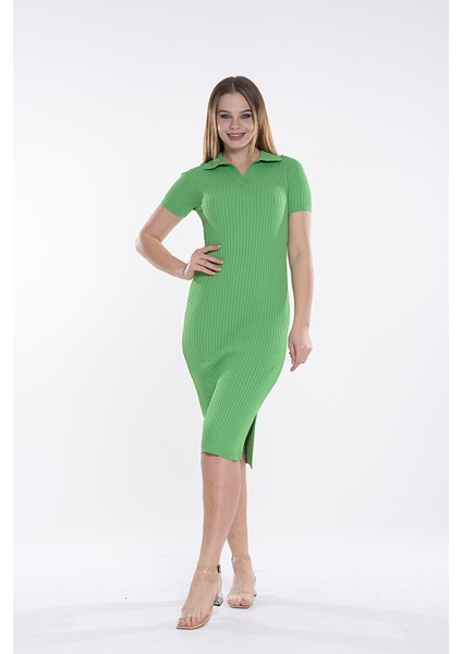 Pollyelit Polo Kısa Kol Triko Elbise Yeşil modelleri