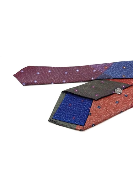 Küçük Desen Çok Renkli Patchwork Klasik Kravat KK12216