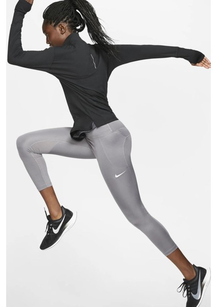 Fast Leggings De Running Crop Toparlayıcı Gri Kadın Spor Tayt