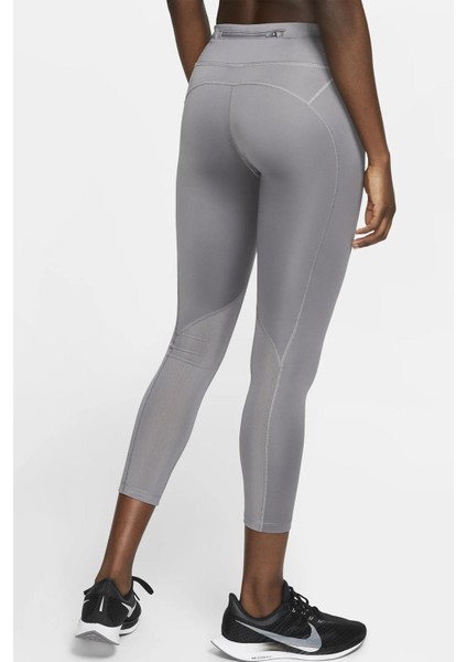 Fast Leggings De Running Crop Toparlayıcı Gri Kadın Spor Tayt