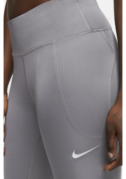 Fast Leggings De Running Crop Toparlayıcı Gri Kadın Spor Tayt