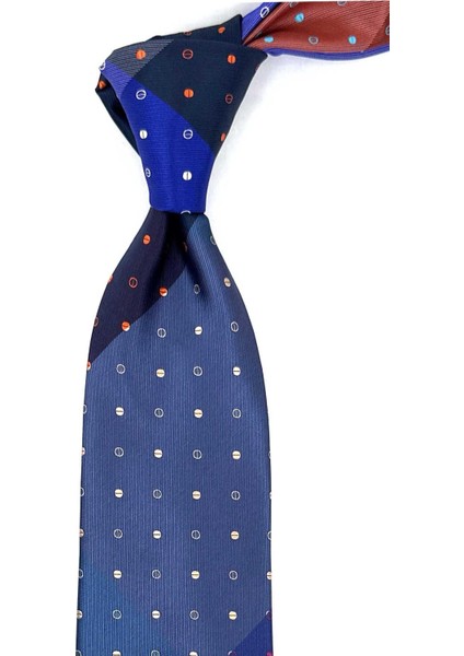 Puantiye Desen Çok Renkli Patchwork Klasik Kravat KK12219