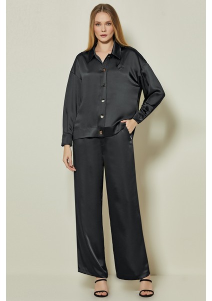 Düğmeli Siyah Dokuma Ceket