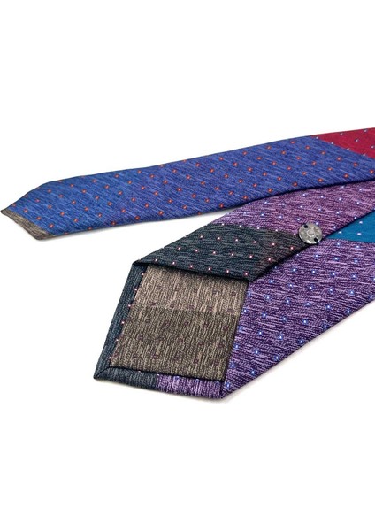 Nokta Desen Çok Renkli Patchwork Klasik Kravat KK12187