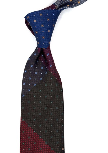 Küçük Desen Çok Renkli Patchwork Klasik Kravat KK12220