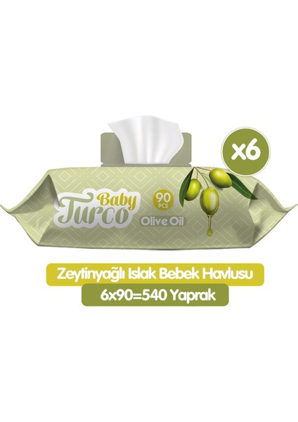 Zeytinyağlı Islak Havlu Mendil 90X6 540 Yaprak