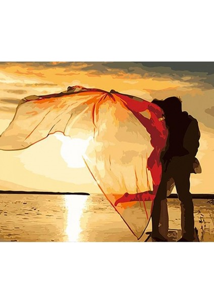 Romantik Gün Batımı Kasnaklı Sayılarla Boyama Seti