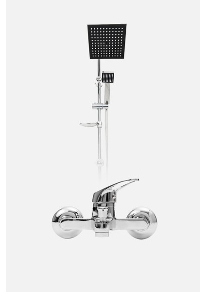 Krom Duş Seti Tepe Yağmurlama Siyah Robot Seti ve Banyo Bataryası Mix 2’li