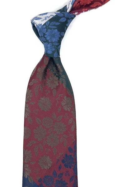Çiçek Desen Çok Renkli Patchwork Klasik Kravat KK12158