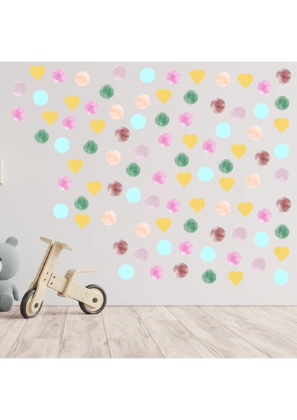 Naturel Suluboya Puantiye Çocuk Odası Duvar Sticker Seti 120 Adet fiyatları