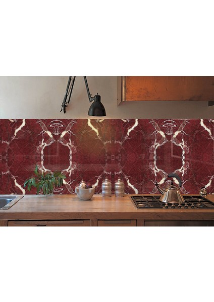 Kendinden Yapışkanlı Bordo Mermer Desenli Pvc Panel 41X62 cm (12 Adet) 3 M²