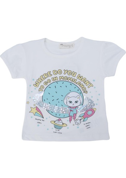 Kız Çocuk Kedi Baskılı Yazılı Kısa Kol Şortlu 2'li Alt Üst Takım fiyatları